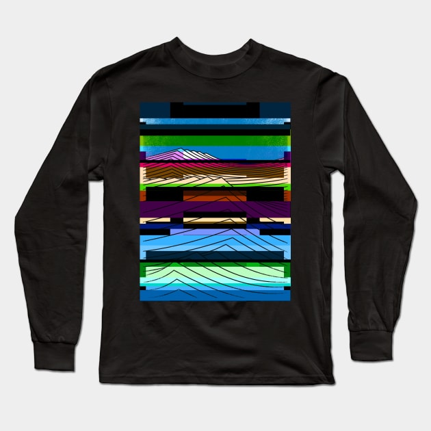 Waves glitchy mix Long Sleeve T-Shirt by bulografik